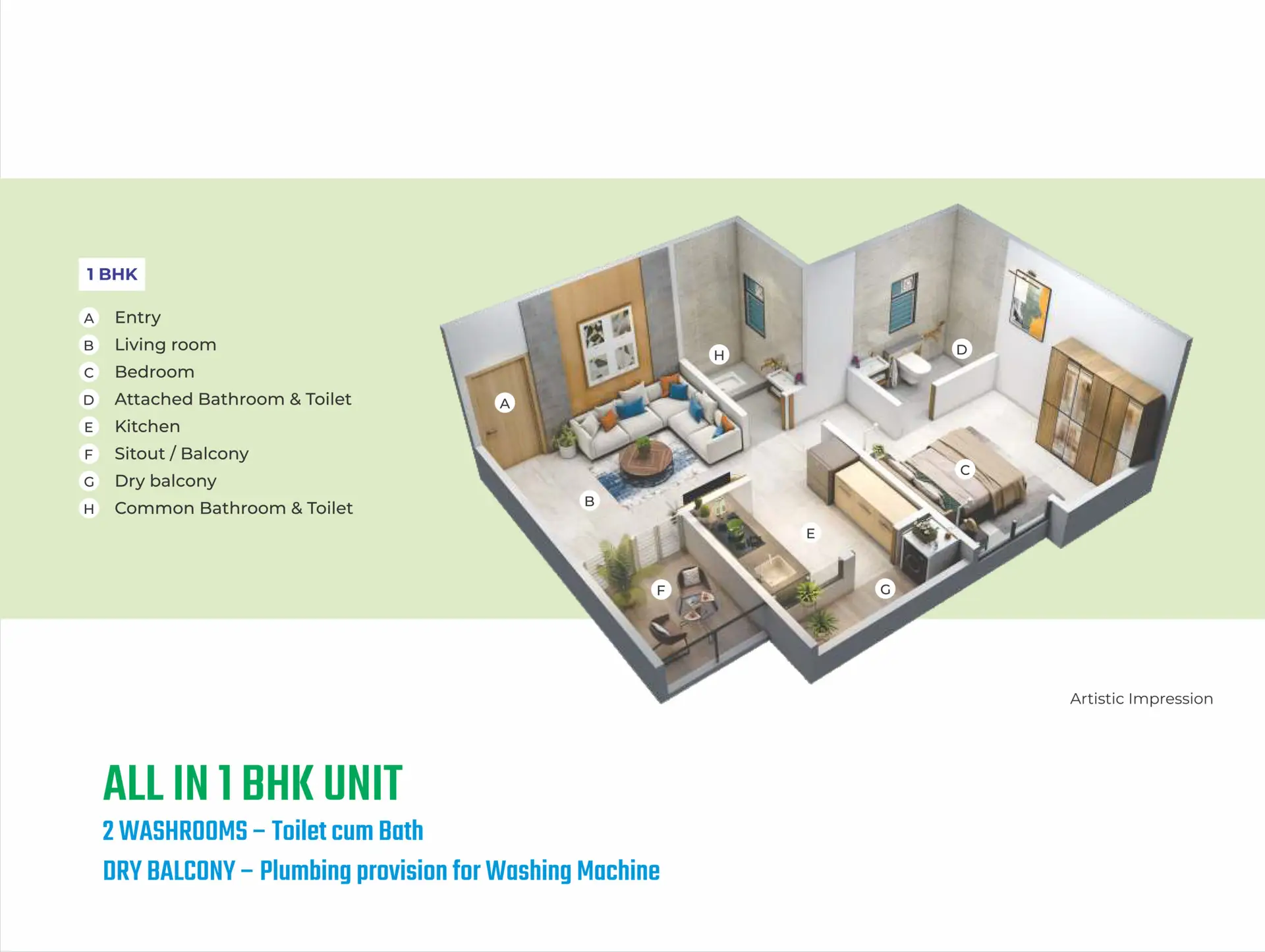 1 BHK Floor Plan